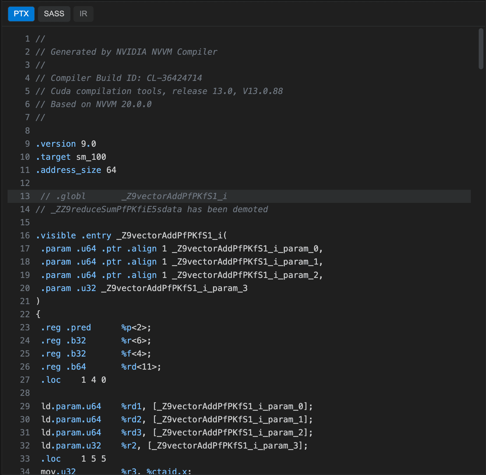 PTX and SASS Code View